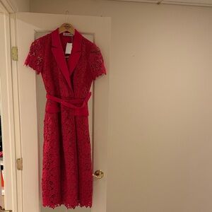 Self-Portrait Fuchsia Lace Midi Dress